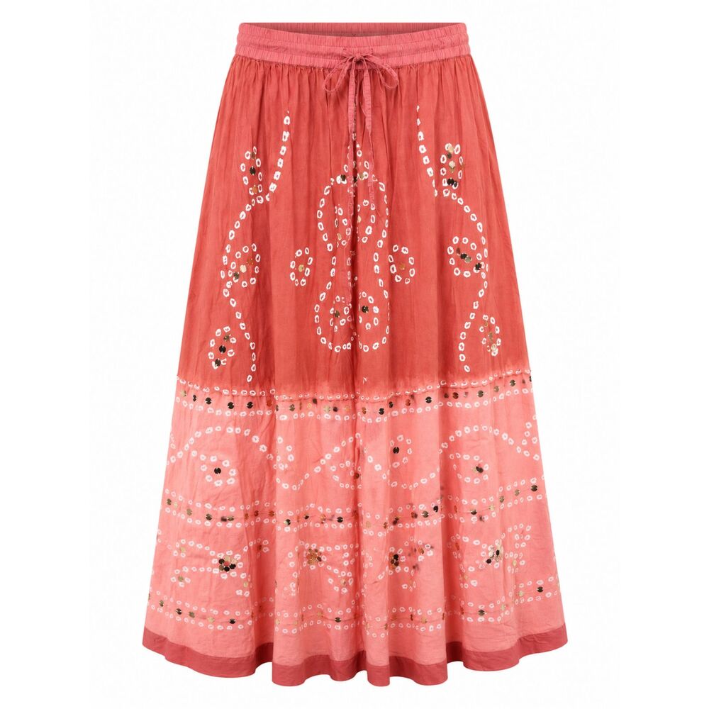 Original Anthony Peach Tie Dye Sequin Boho Midi Skirt Women's Large